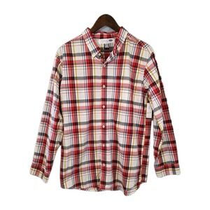Old Navy Shirt Boys XXL Husky Red Multi Plaid Long Sleeve Button Down Classic